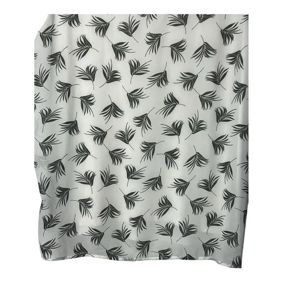 1488. ANN TAYLOR FACTORY SLEEVELESS TOP SIZE LARGE WHITE WITH GREEN TROPICAL - Picture 4 of 9